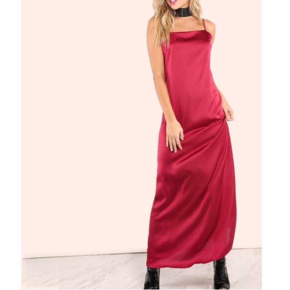 Satin Low Back Maxi Dress